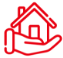 Icono de vivienda remodelada sobre una mano